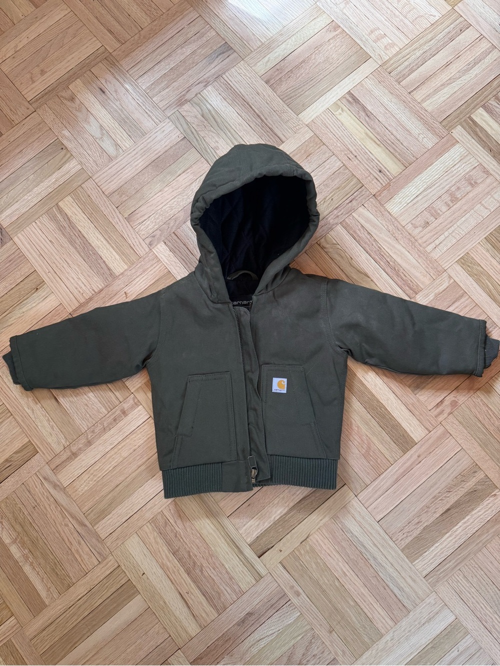 Carhartt Kids Olive Green Hooded Work Jacket